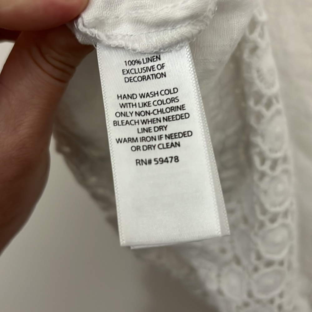 St. Tropez West 100% Linen Tank with lace detail - Picture 5 of 5